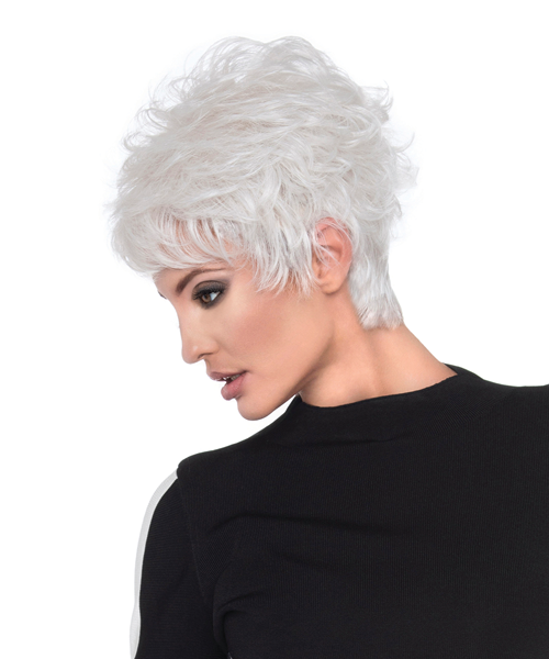 Short White Hair Woman Posing