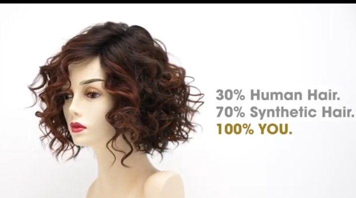 A beautiful wig with 30 percent human hair and 70 percent synthetic hair